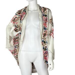 NWT Chelsea & Violet Cocoon Kimono Floral Embroidered Boho Coverup Kaftan Sz XS